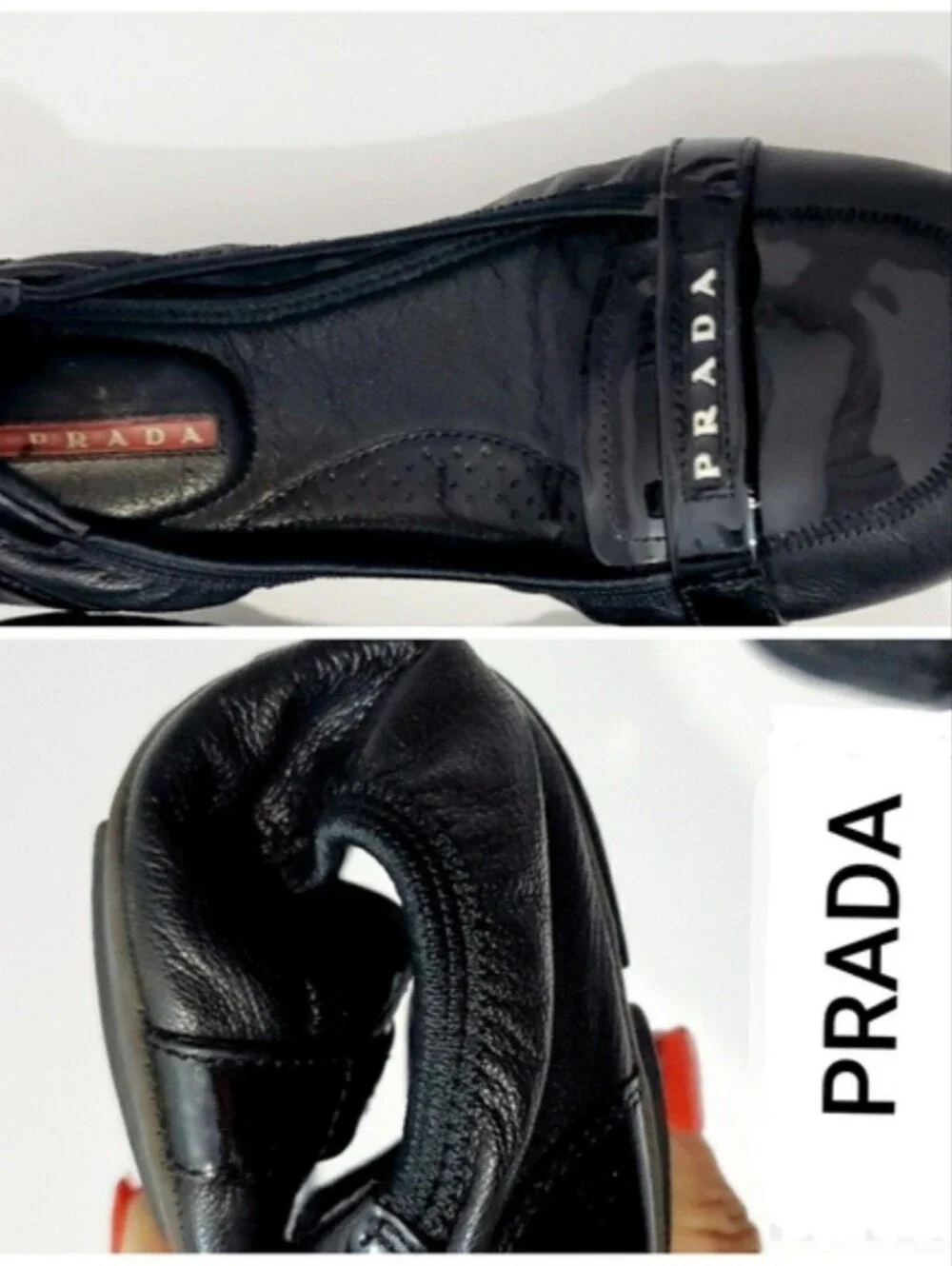 Prada Women's Black Patent & Leather Ballet Loafer